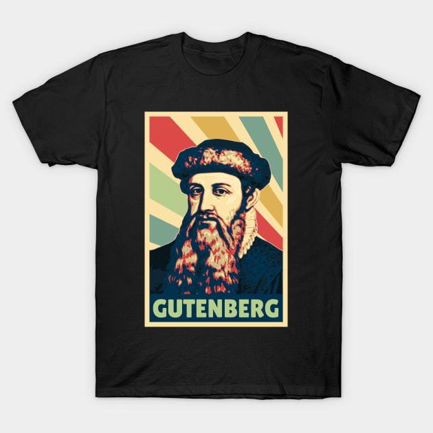 Johannes Gutenberg Vintage Colors T-Shirt by Nerd_art